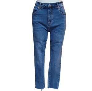 Monkey Ride Jeans Original Vintage Med Wash High Rise Raw Hem Denim Sz 17/33